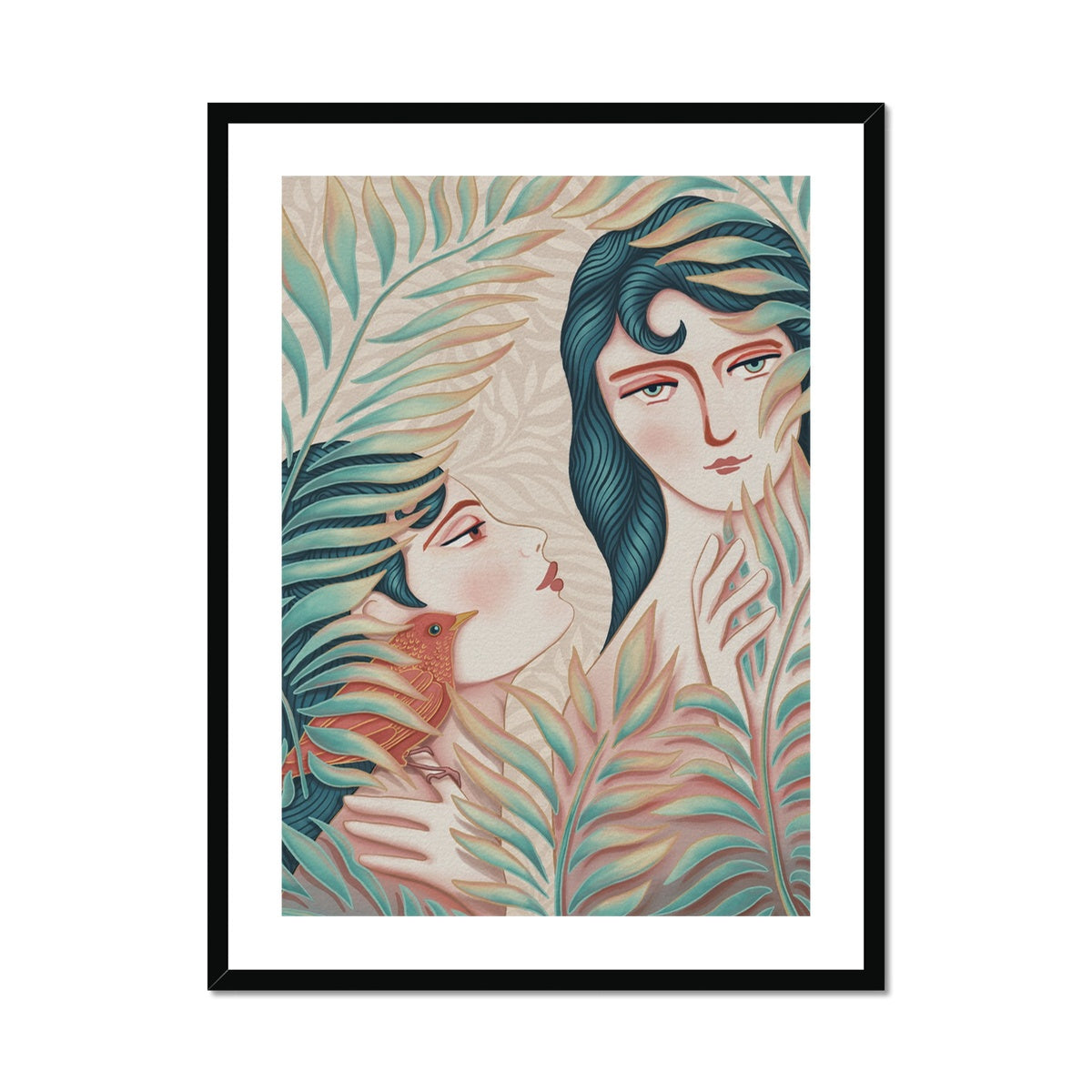 ‘Shy Girls’ Framed & Mounted Print