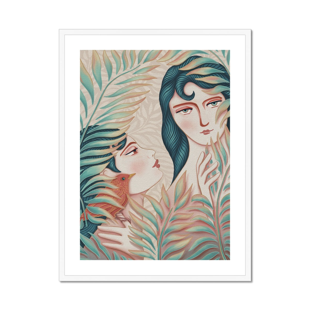 ‘Shy Girls’ Framed & Mounted Print